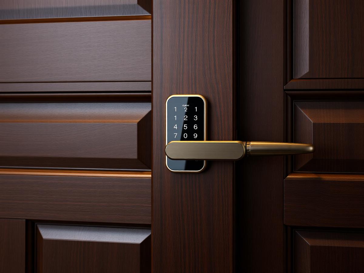 Boîtier digicode installé sur la porte d'un logement